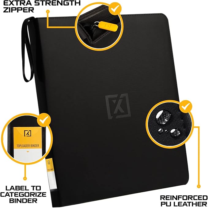 Toploader Binder | Holds 252 Toploaders | 20 Toploaders INCLUDED | 9-Pocket | Ringless Double-Sided Pockets