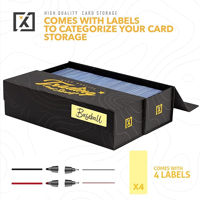 Easy Fold Trading Card Storage Box - 1 PACK, Fits 800 Cards, 200 Toploaders, or 50 One Touch | Magnetic Lid, Comes with Labels |
