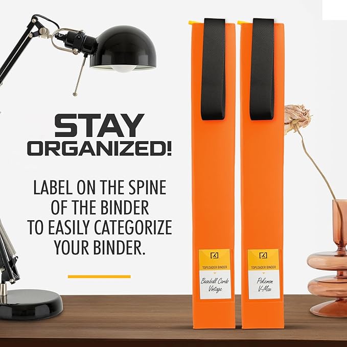 Toploader Binder Orange | Holds 252 Toploaders | 20 Toploaders INCLUDED | 9-Pocket | Ringless Double-Sided Pockets