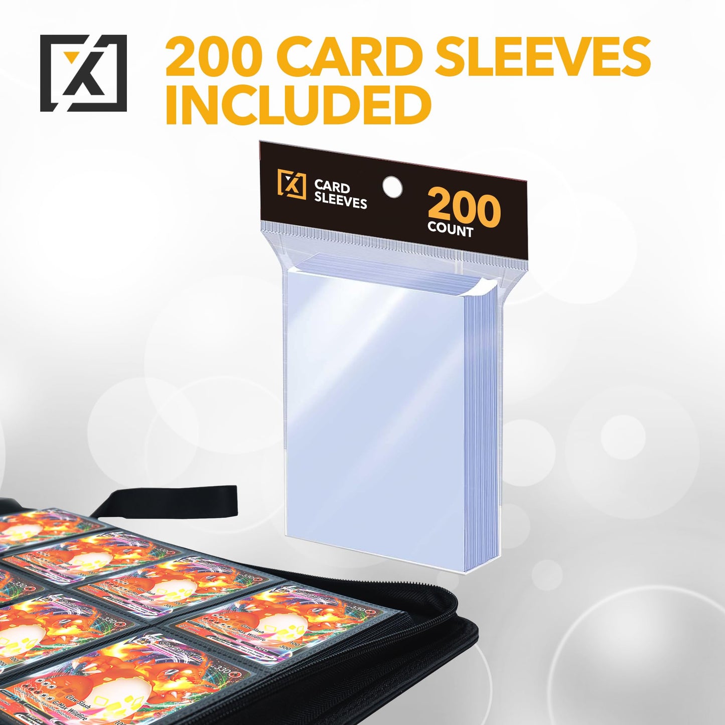 Jumbo 16-Pocket Card Binder – Holds 1000+ Cards | Includes 200 Sleeves | Fits TCG, Sports, MTG