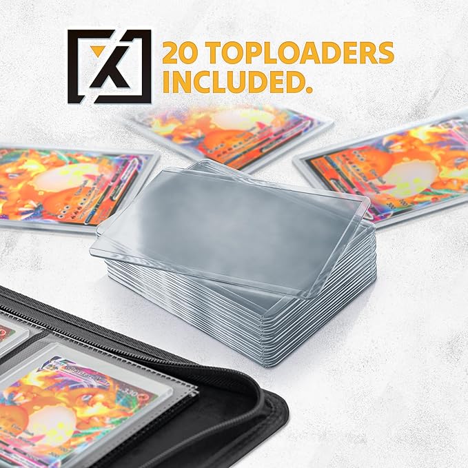 Toploader Binder Orange | Holds 252 Toploaders | 20 Toploaders INCLUDED | 9-Pocket | Ringless Double-Sided Pockets