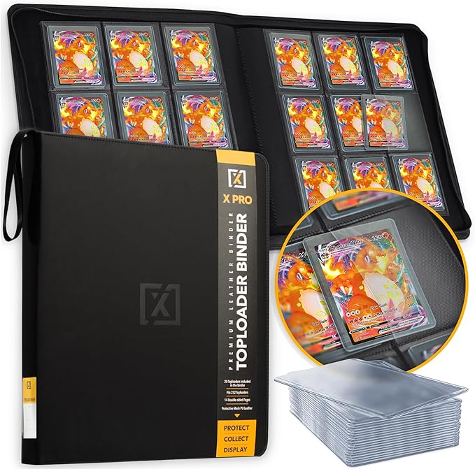 Toploader Binder | Holds 252 Toploaders | 20 Toploaders INCLUDED | 9-Pocket | Ringless Double-Sided Pockets