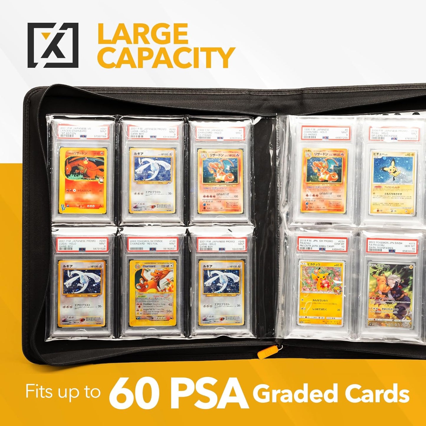 Graded Card Binder - Holds 60 Graded Slabs, Suitable for PSA and CGC Slabs | 6 Pocket Ringless Design