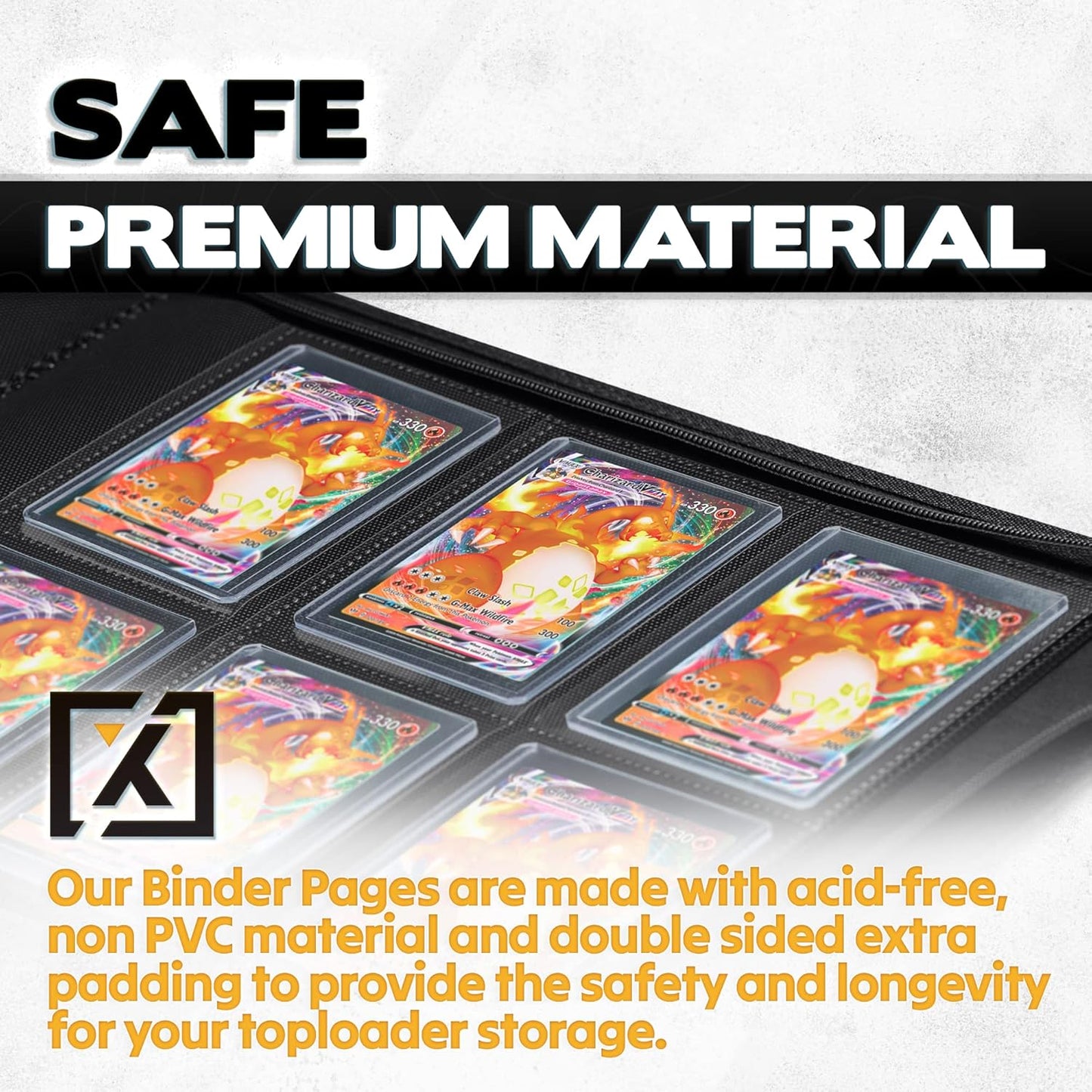 Toploader Binder | Holds 252 Toploaders | 20 Toploaders INCLUDED | 9-Pocket | Ringless Double-Sided Pockets