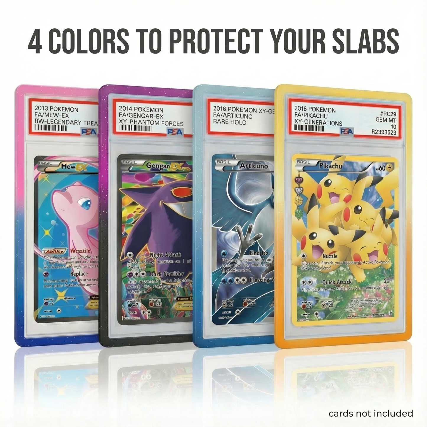 X PRO PSA Slab Protector - 12 Pack PSA Slab Guards - 4 Elemental Gradient Colors Included - Durable TPU Bumper Guards - Stackable & Secure Graded Card Guard