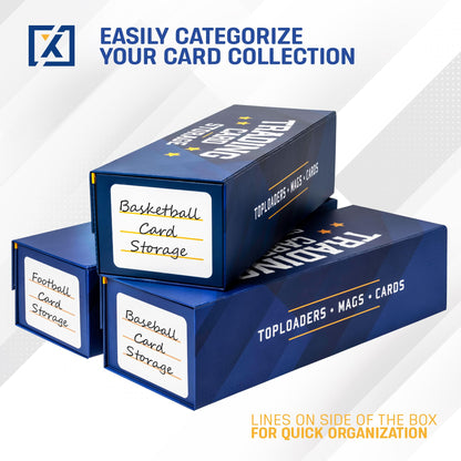 Easy Fold Trading Card Storage Box - 3 PACK, Fits 800 Cards, 200 Toploaders, or 50 One Touch | Magnetic Lid