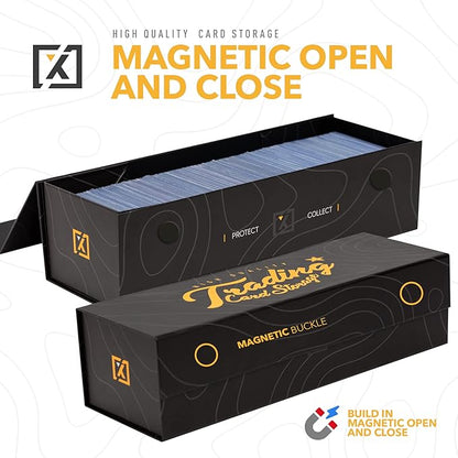 Easy Fold Trading Card Storage Box - 1 PACK, Fits 800 Cards, 200 Toploaders, or 50 One Touch | Magnetic Lid, Comes with Labels |