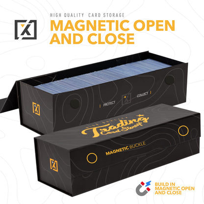 Easy Fold Trading Card Storage Box - 3 PACK, Fits 800 Cards, 200 Toploaders, or 50 One Touch | Magnetic Lid, Comes with Labels