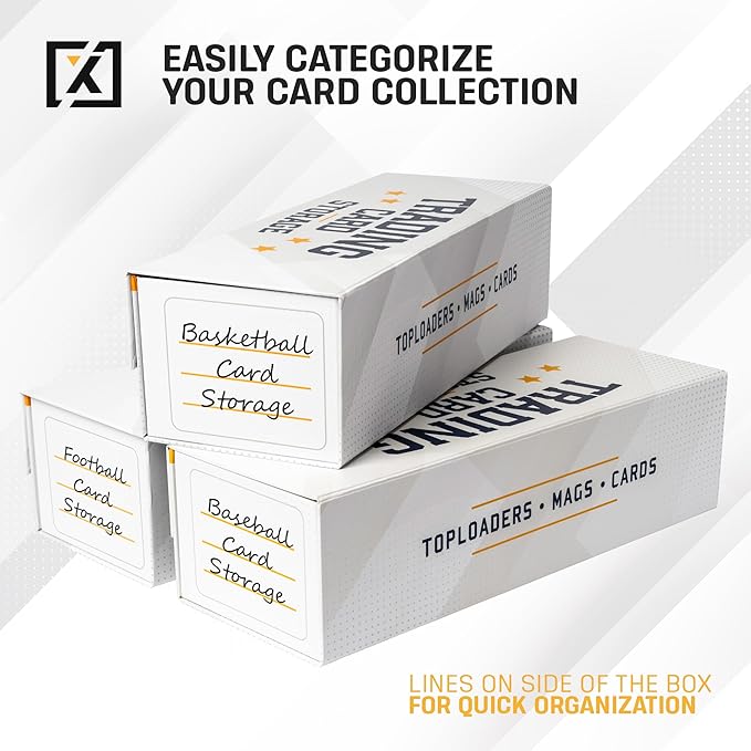 Easy Fold Trading Card Storage Box - 3 PACK, Fits 800 Cards, 200 Toploaders, or 50 One Touch | Magnetic Lid