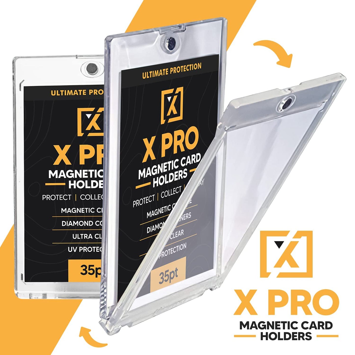 35PT Magnetic Card Holder [15 Pack] - One Touch Card Holder - Cleaning Cloth Included
