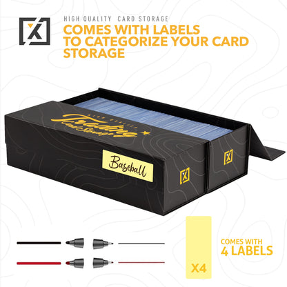 Easy Fold Trading Card Storage Box - 3 PACK, Fits 800 Cards, 200 Toploaders, or 50 One Touch | Magnetic Lid, Comes with Labels