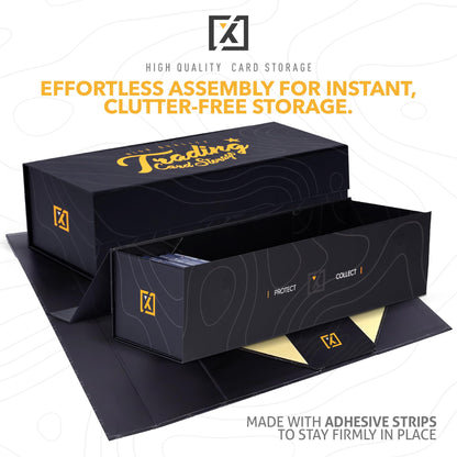 Easy Fold Trading Card Storage Box - 3 PACK, Fits 800 Cards, 200 Toploaders, or 50 One Touch | Magnetic Lid, Comes with Labels