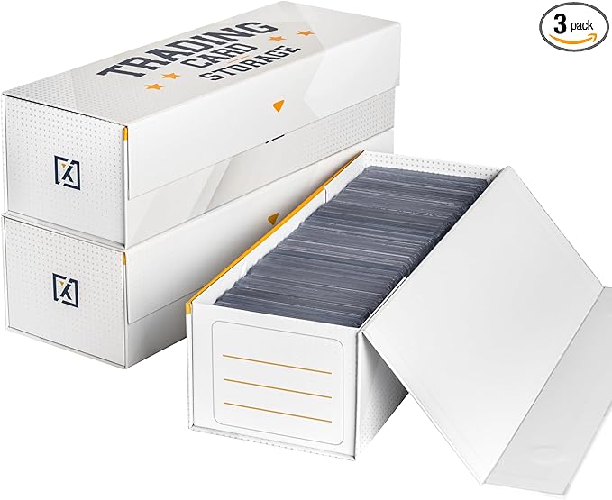 Easy Fold Trading Card Storage Box - 3 PACK, Fits 800 Cards, 200 Toploaders, or 50 One Touch | Magnetic Lid