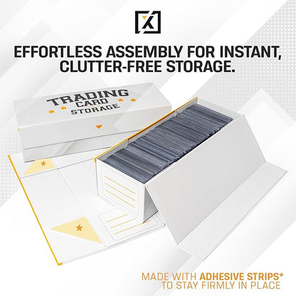 Easy Fold Trading Card Storage Box - 3 PACK, Fits 800 Cards, 200 Toploaders, or 50 One Touch | Magnetic Lid