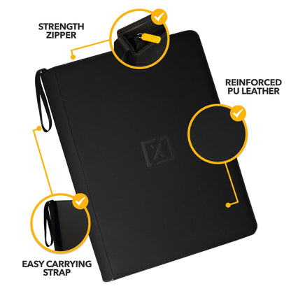 Jumbo 16-Pocket Card Binder – Holds 1000+ Cards | Includes 200 Sleeves | Fits TCG, Sports, MTG