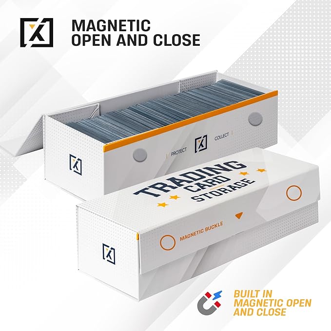 Easy Fold Trading Card Storage Box - 3 PACK, Fits 800 Cards, 200 Toploaders, or 50 One Touch | Magnetic Lid