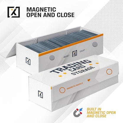Easy Fold Trading Card Storage Box - 3 PACK, Fits 800 Cards, 200 Toploaders, or 50 One Touch | Magnetic Lid