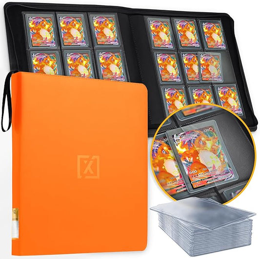 Toploader Binder Orange | Holds 252 Toploaders | 20 Toploaders INCLUDED | 9-Pocket | Ringless Double-Sided Pockets