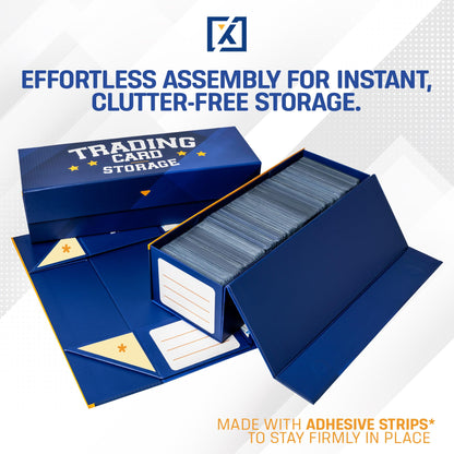 Easy Fold Trading Card Storage Box - 3 PACK, Fits 800 Cards, 200 Toploaders, or 50 One Touch | Magnetic Lid