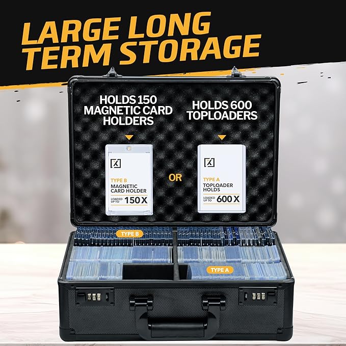 Trading Card Hard Carry Case - Holds 600 Toploaders / 150 Magnetic Holders / 2700 Sleeved Cards
