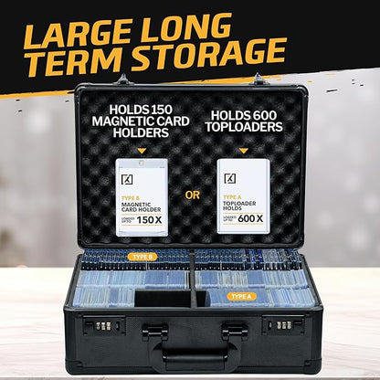 Trading Card Hard Carry Case - Holds 600 Toploaders / 150 Magnetic Holders / 2700 Sleeved Cards