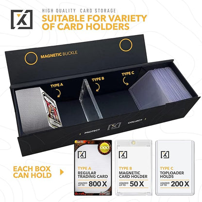 Easy Fold Trading Card Storage Box - 1 PACK, Fits 800 Cards, 200 Toploaders, or 50 One Touch | Magnetic Lid, Comes with Labels |