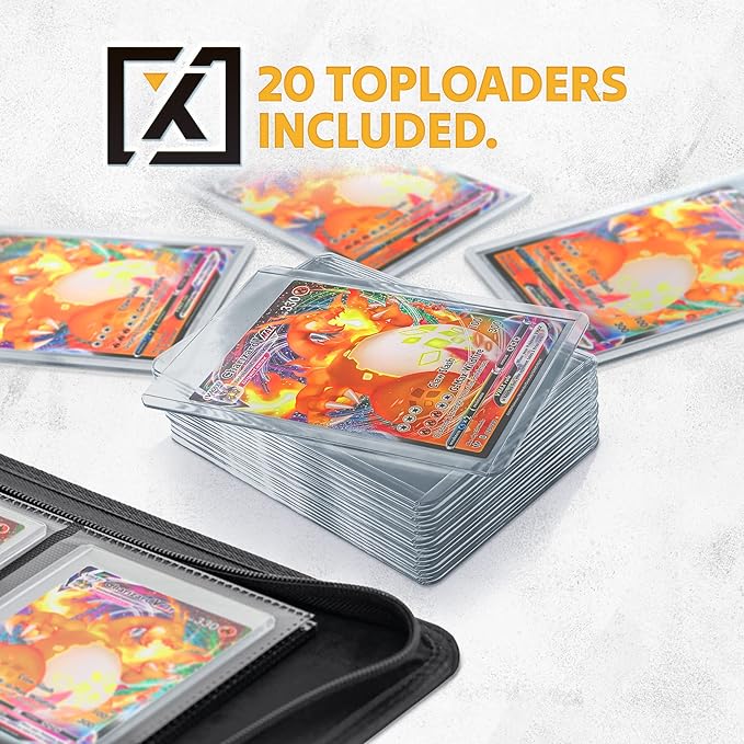 Toploader Binder | Holds 252 Toploaders | 20 Toploaders INCLUDED – X PRO