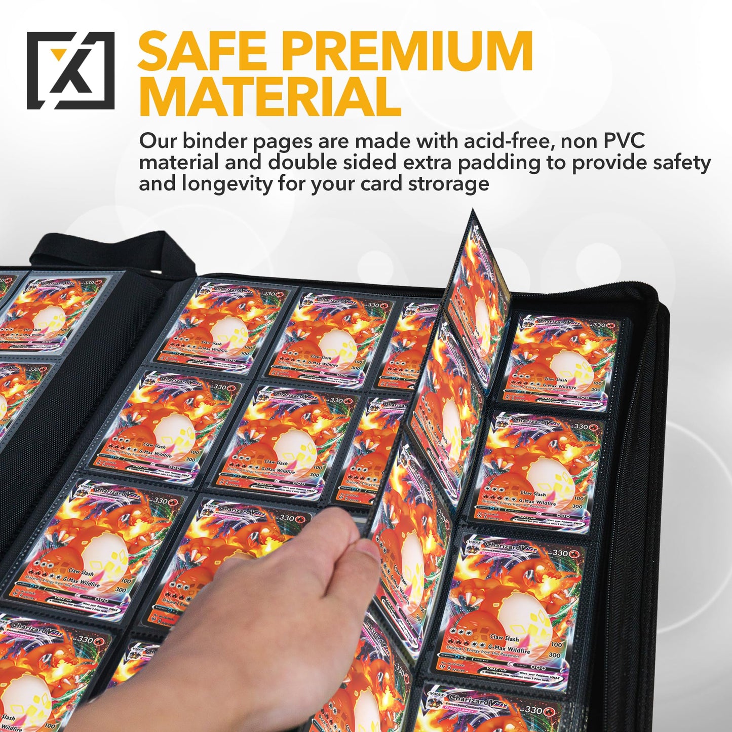 Jumbo 16-Pocket Card Binder – Holds 1000+ Cards | Includes 200 Sleeves | Fits TCG, Sports, MTG