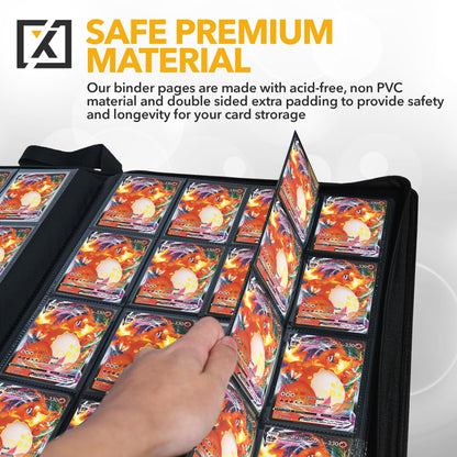 Jumbo 16-Pocket Card Binder – Holds 1000+ Cards | Includes 200 Sleeves | Fits TCG, Sports, MTG