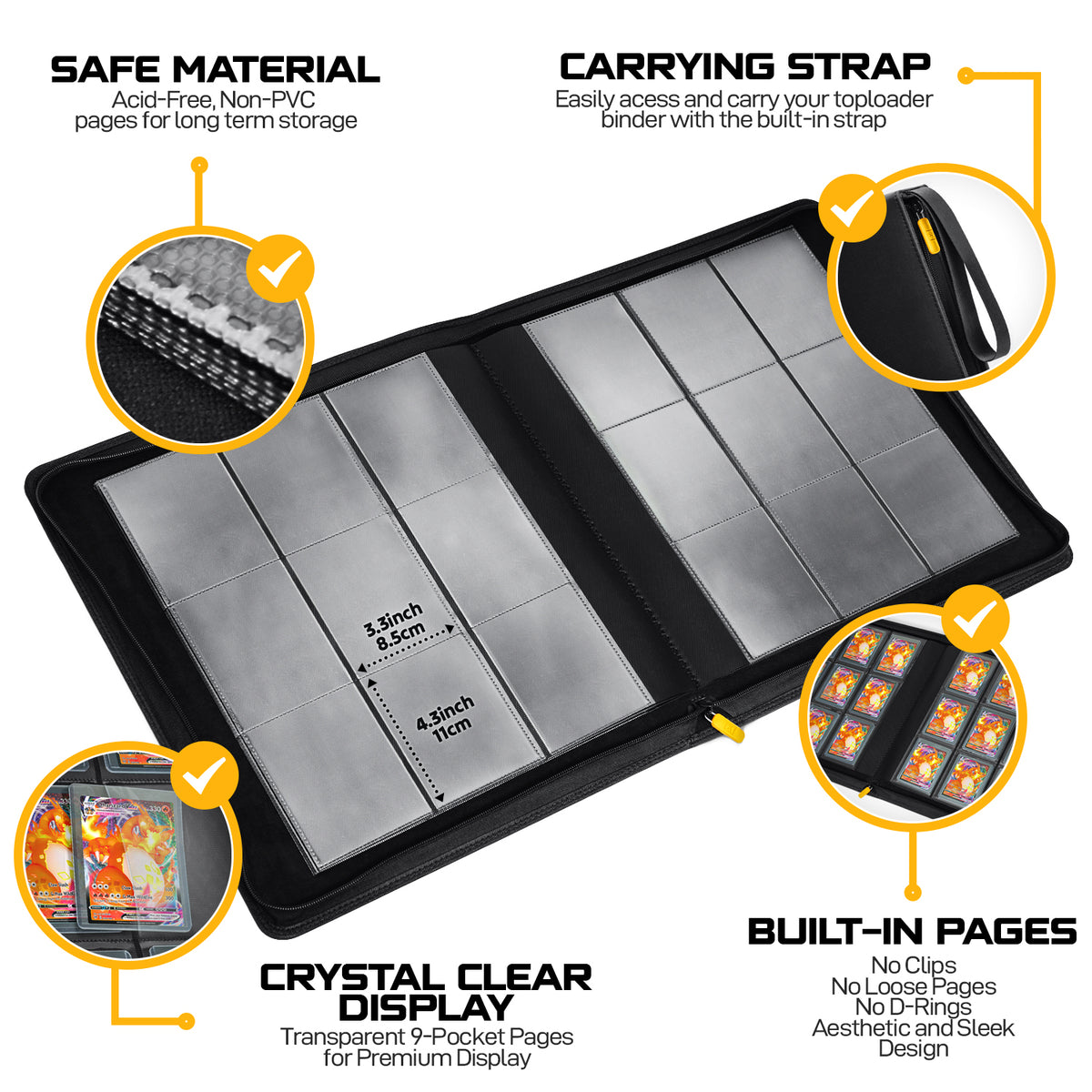 Blue Toploader Binder – Holds 252 Toploaders | 20 Toploaders Included