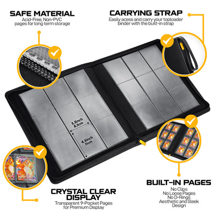 Blue Toploader Binder – Holds 252 Toploaders | 20 Toploaders Included