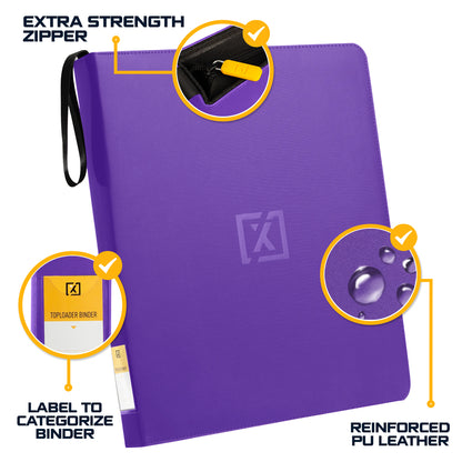 Purple Toploader Binder – Holds 252 Toploaders | 20 Toploaders Included