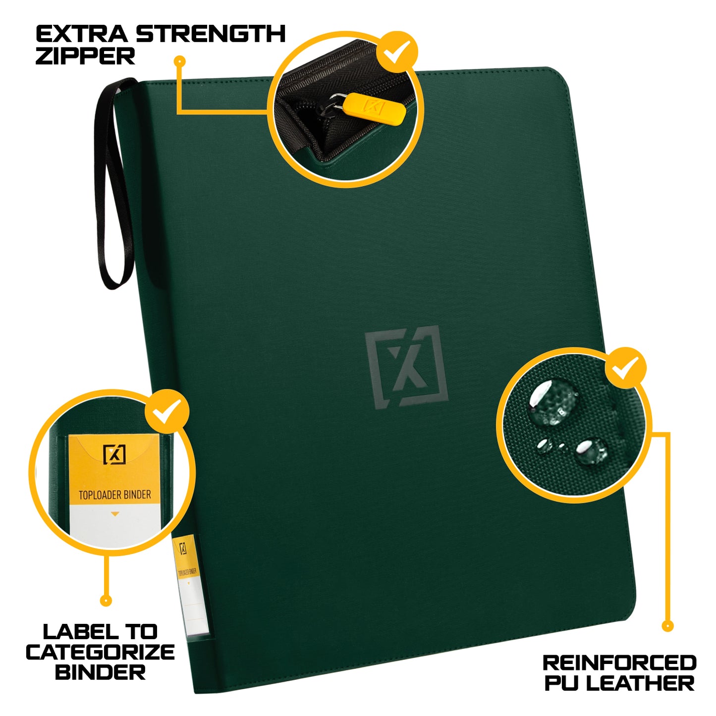Green Toploader Binder | Holds 252 Toploaders | 20 Toploaders INCLUDED