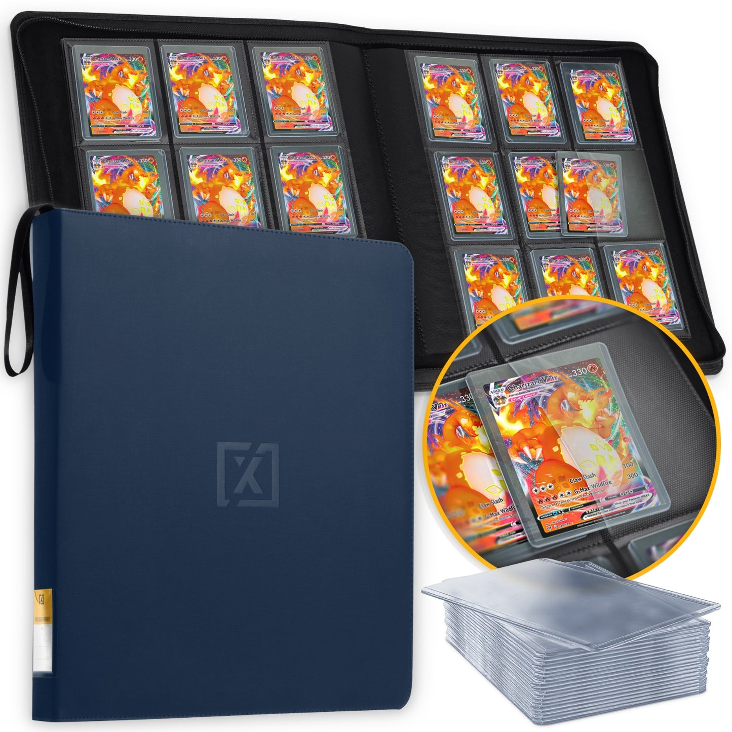 Blue Toploader Binder – Holds 252 Toploaders | 20 Toploaders Included