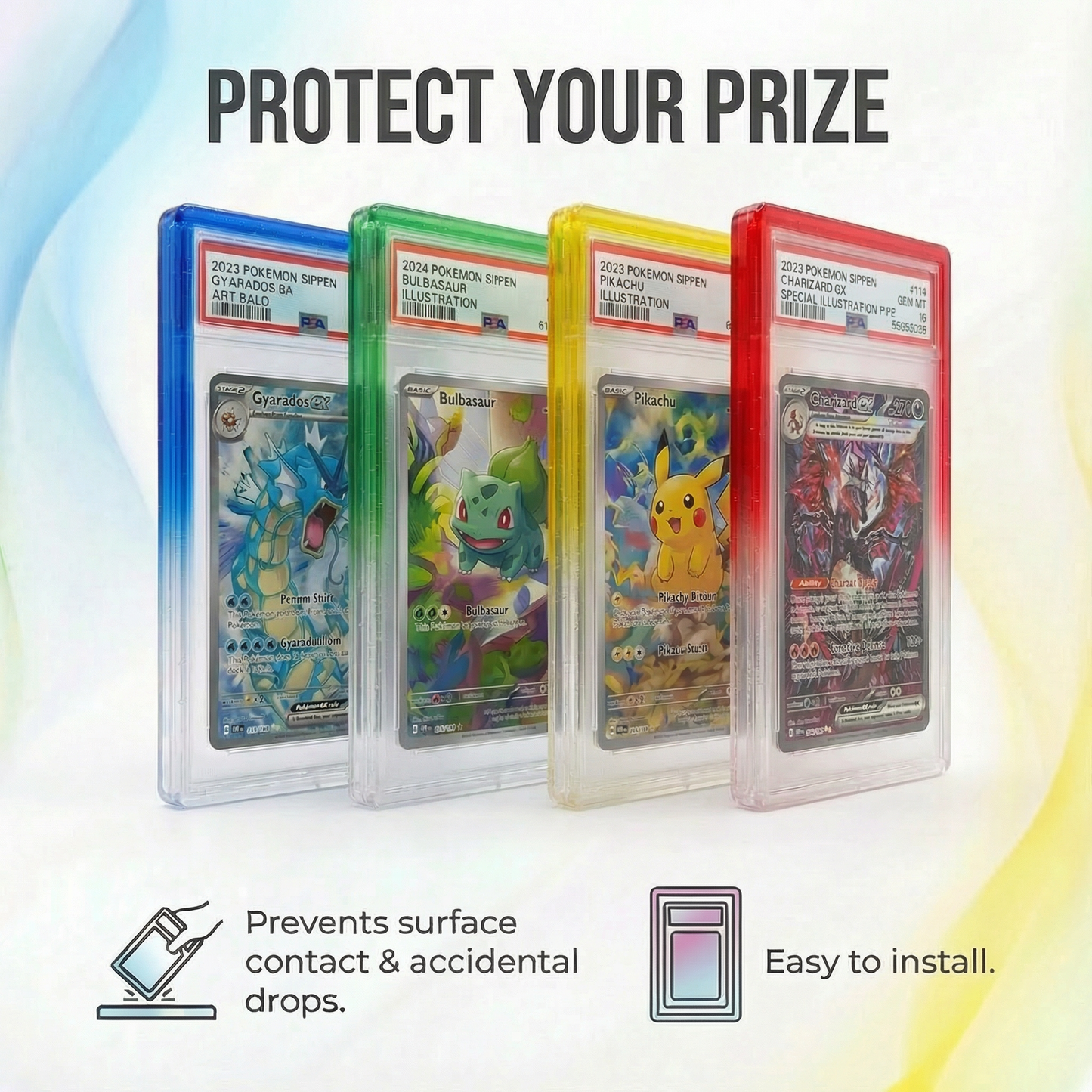 X PRO PSA Slab Protector - 12 Pack PSA Slab Guards - 4 Gem Gradient Colors Included - Durable TPU Bumper Guards - Stackable & Secure Graded Card Guard